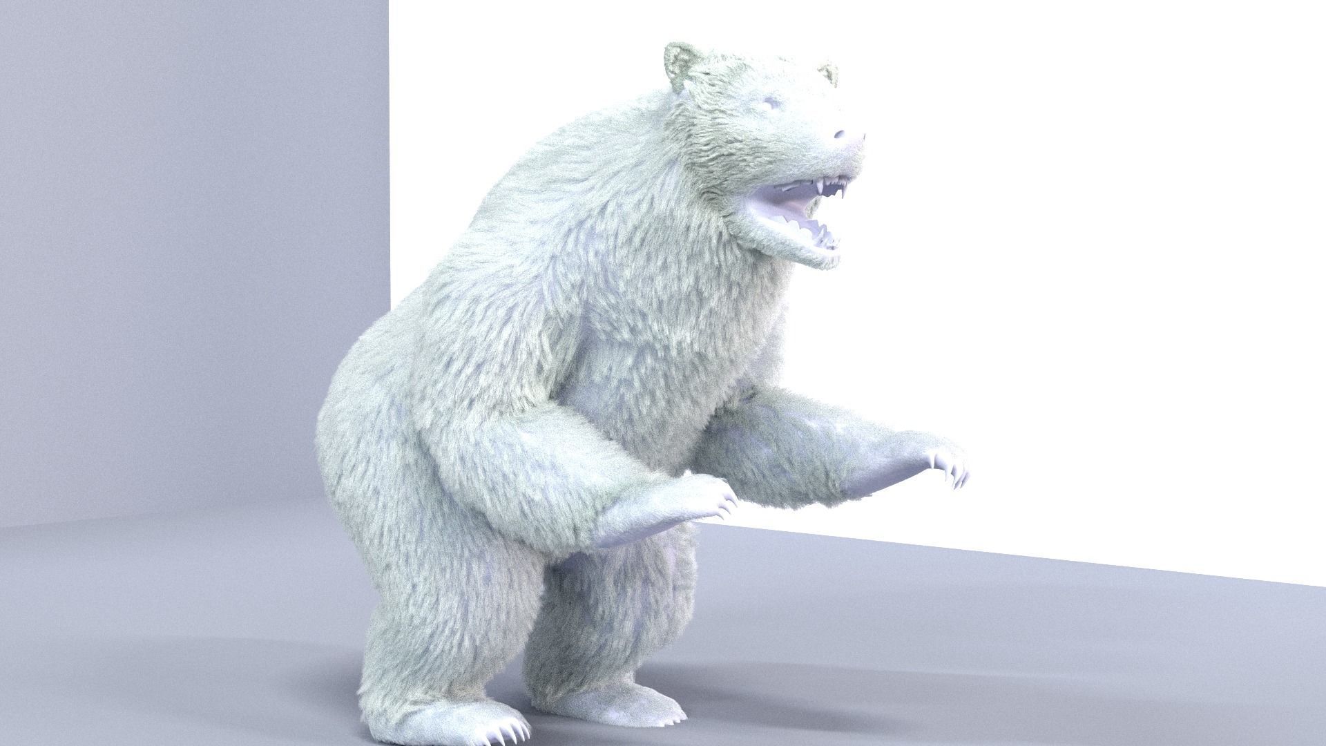 Fur Black Bear animated Low-poly 3D model_8