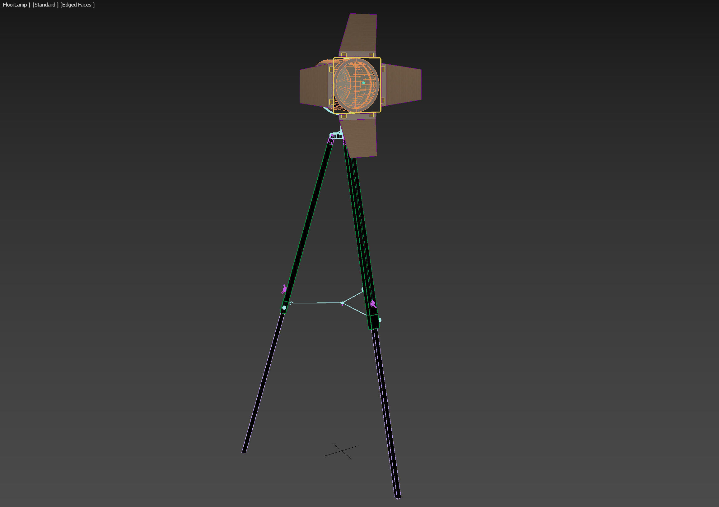 Floor lamp retro spot light on tripod 3D model_5