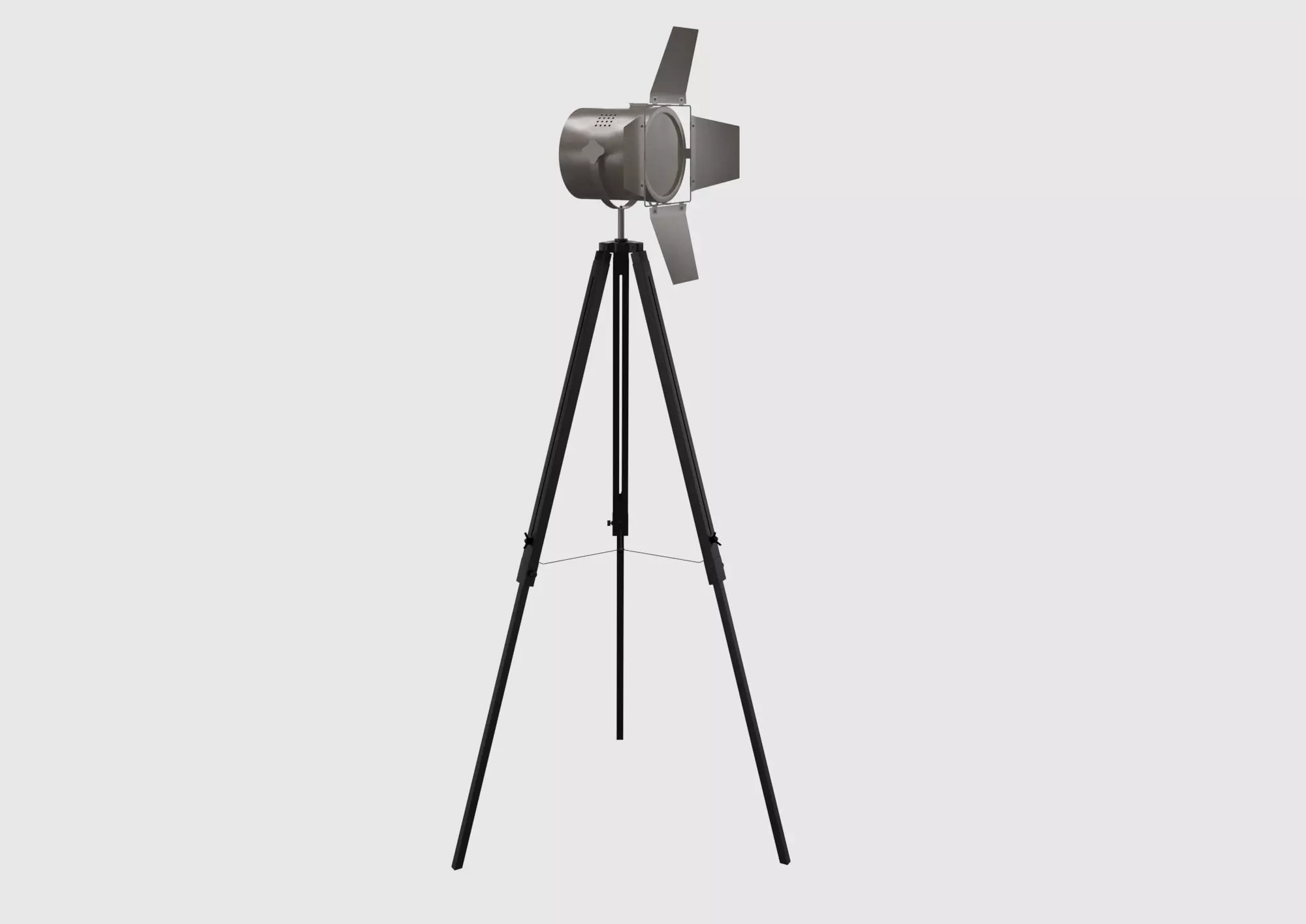 Floor lamp retro spot light on tripod 3D model_0