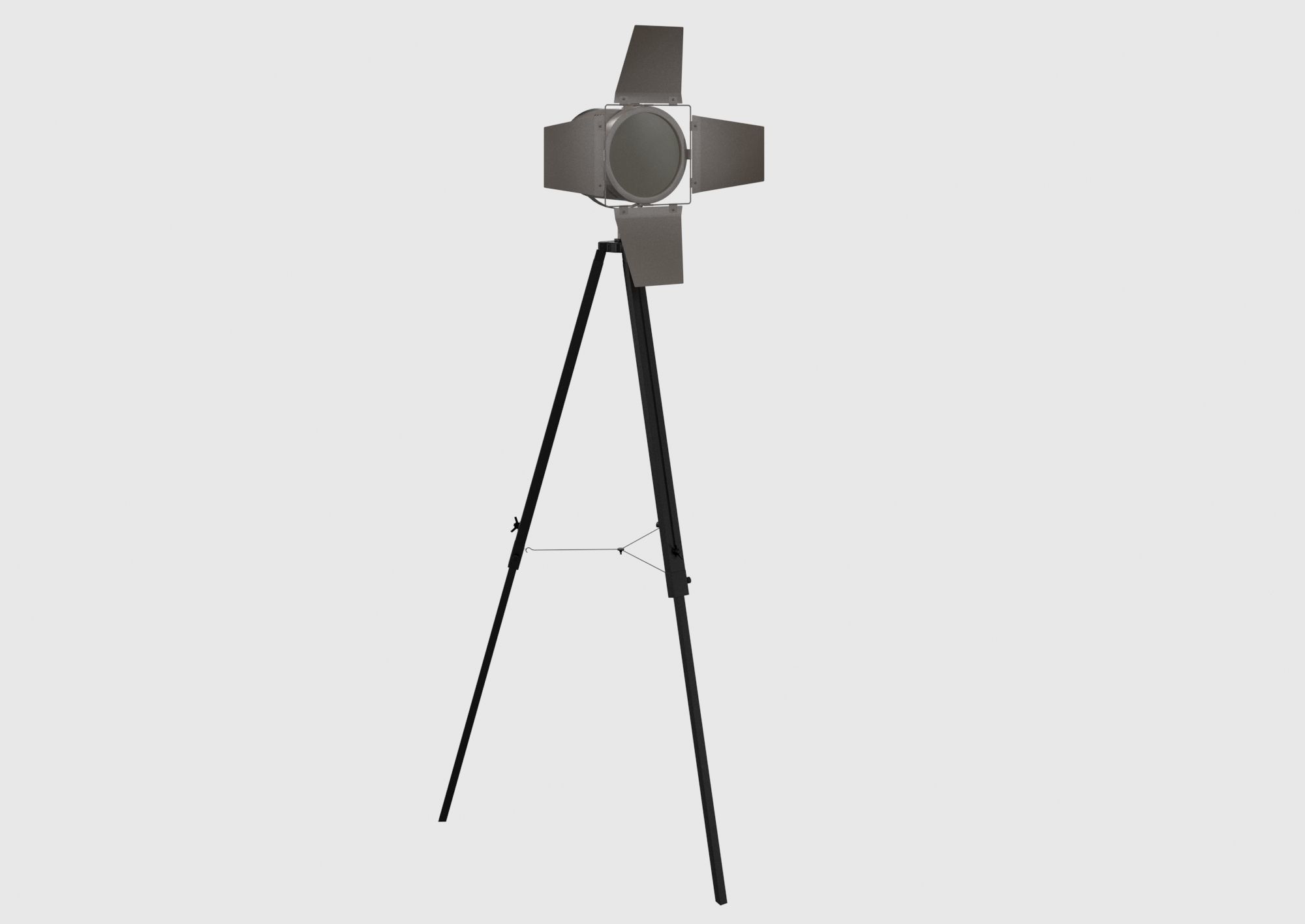 Floor lamp retro spot light on tripod 3D model_4