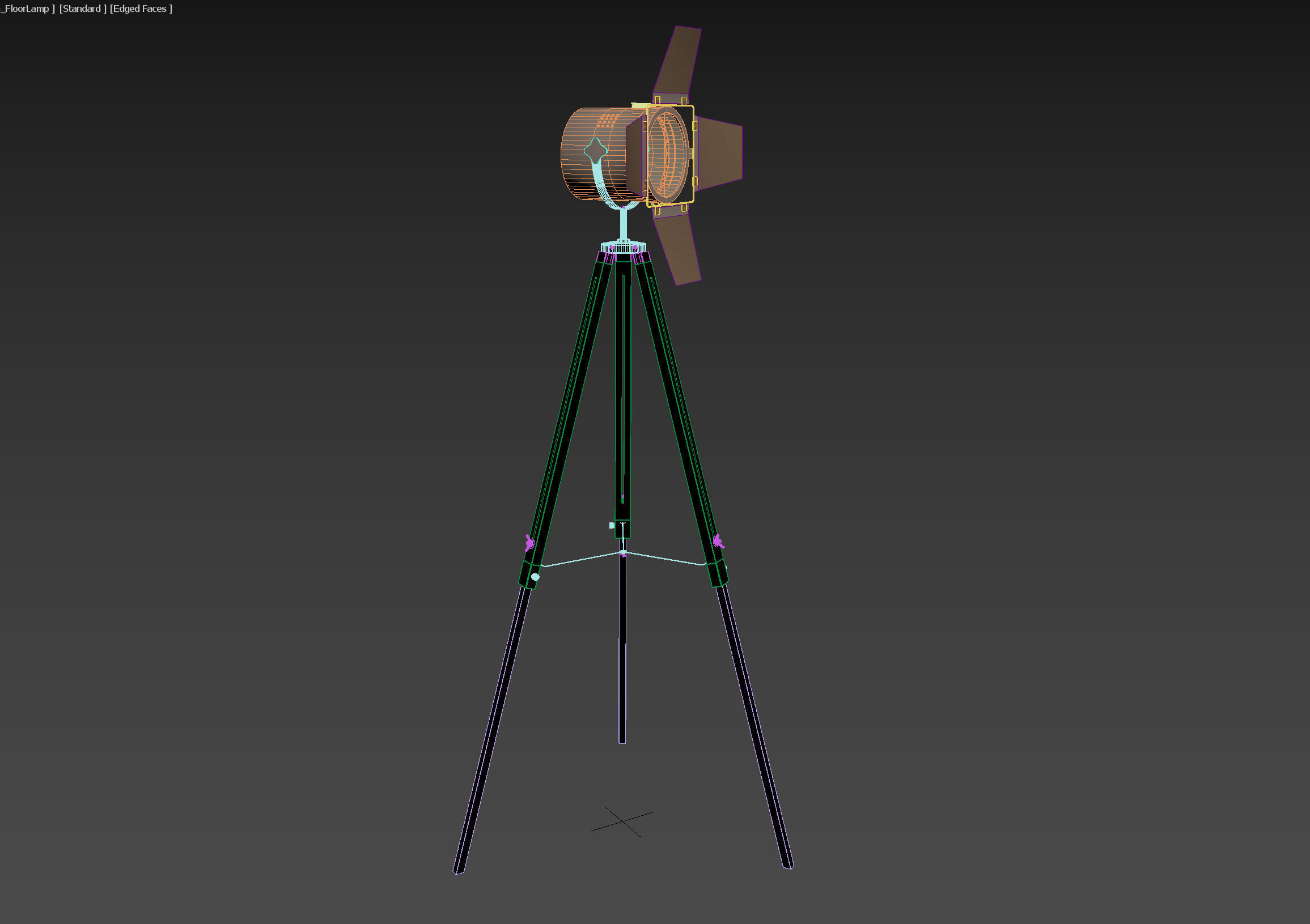 Floor lamp retro spot light on tripod 3D model_1