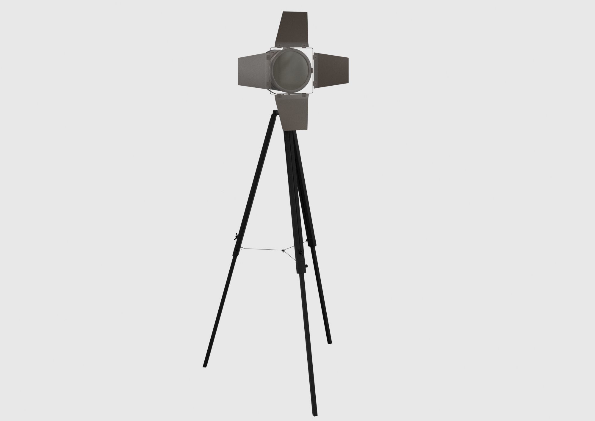 Floor lamp retro spot light on tripod 3D model_2