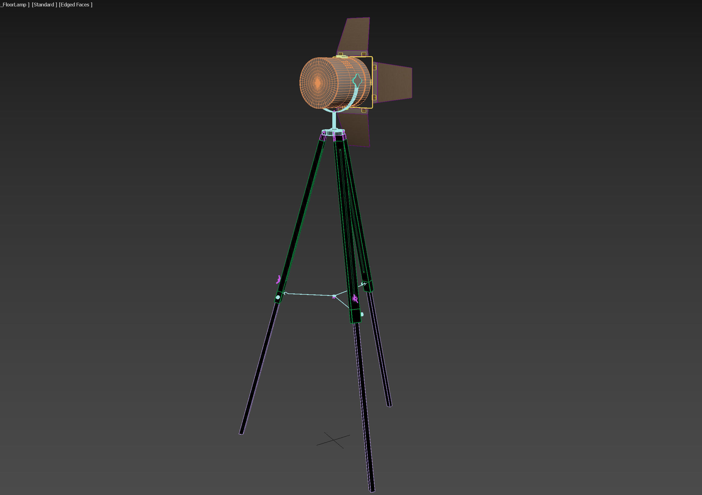 Floor lamp retro spot light on tripod 3D model_7