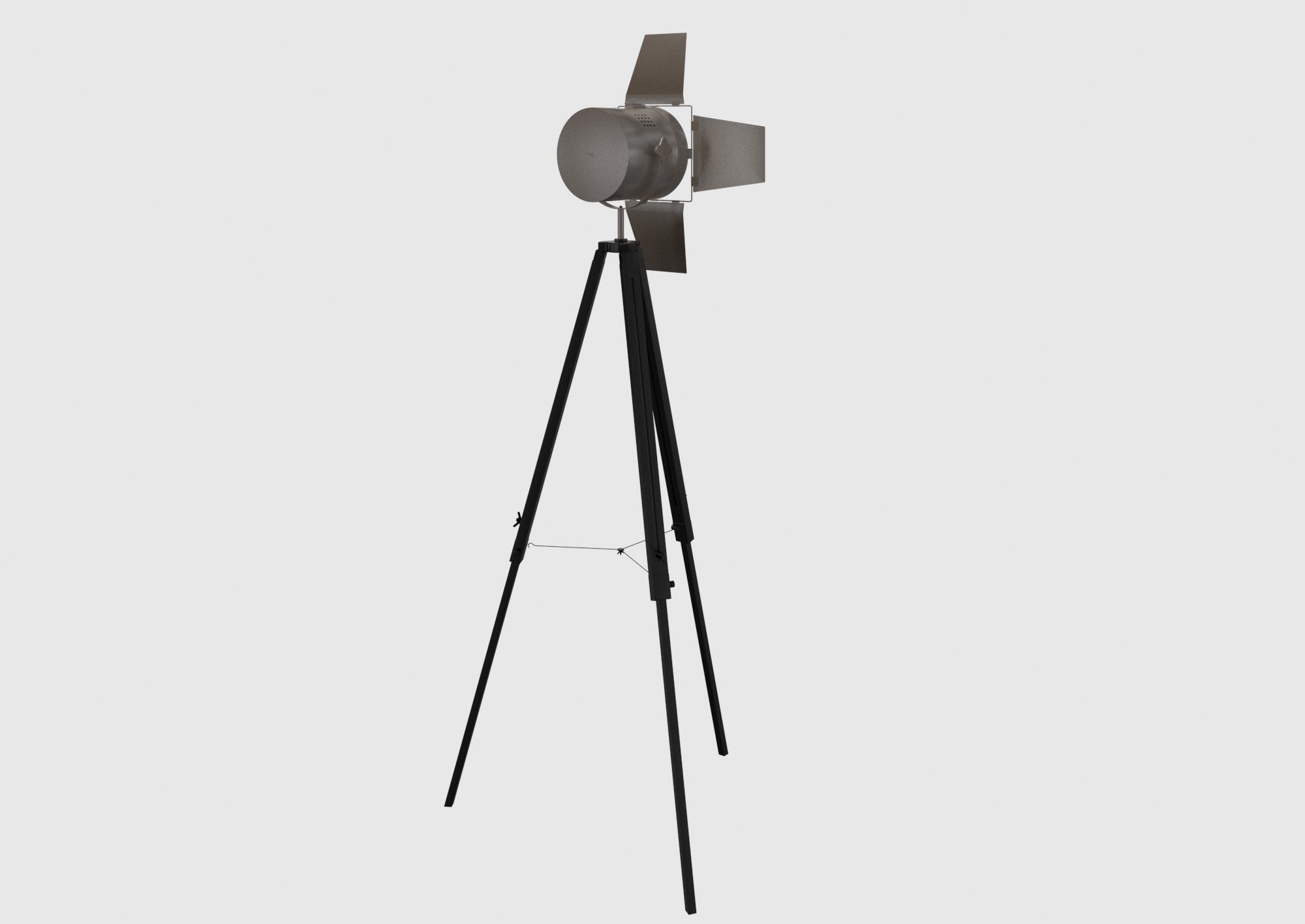 Floor lamp retro spot light on tripod 3D model_6