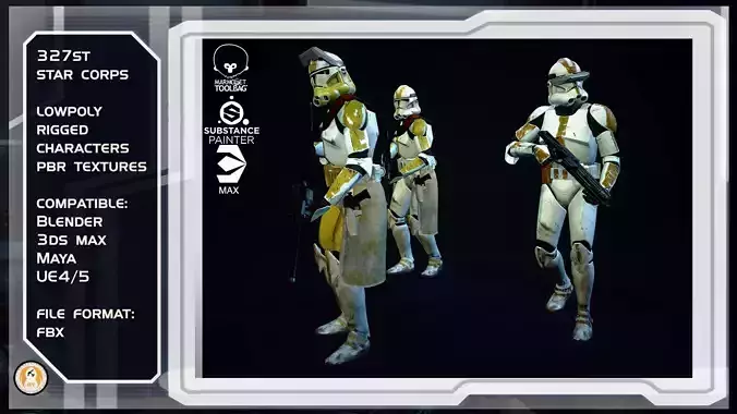 Clone trooper Phase 2 star corps Low-poly 3D model