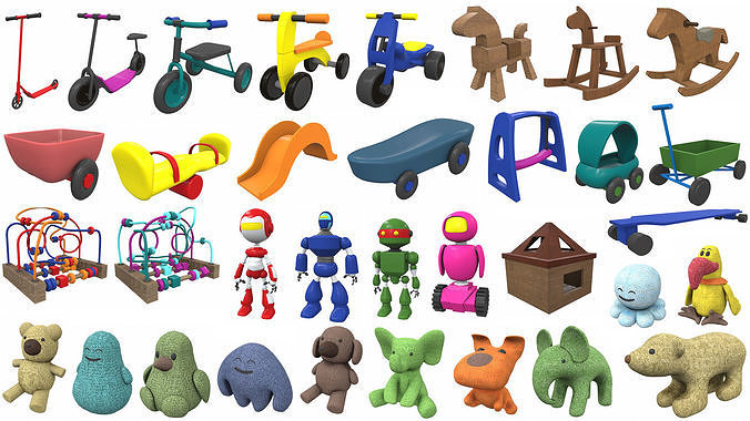 Cartoon toys pack 100Plus 3D model 4