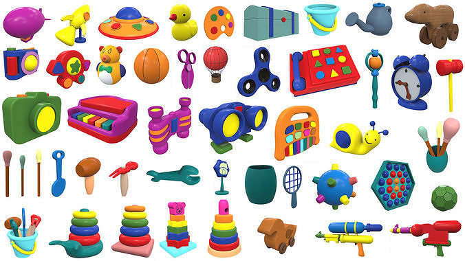 Cartoon toys pack 100Plus 3D model 3