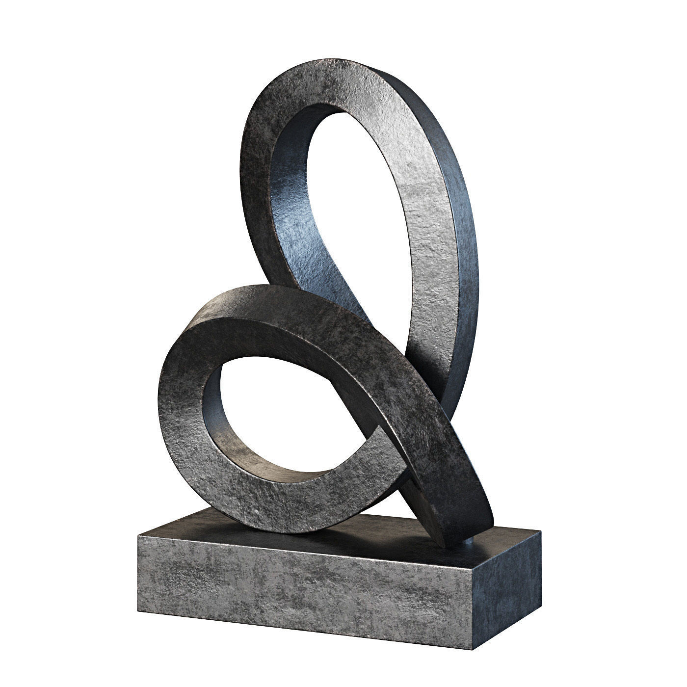 Cast Metal Abstract Sculpture 4 Low-poly 3D model_2