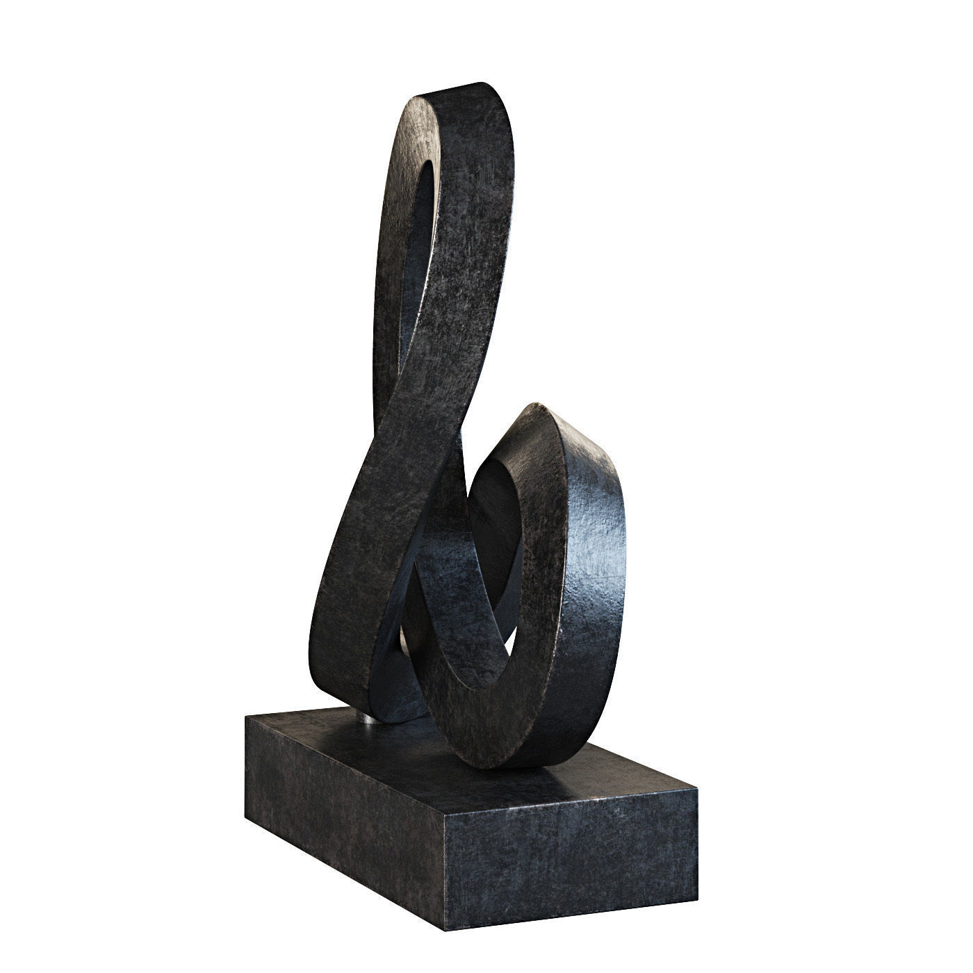 Cast Metal Abstract Sculpture 4 Low-poly 3D model_4