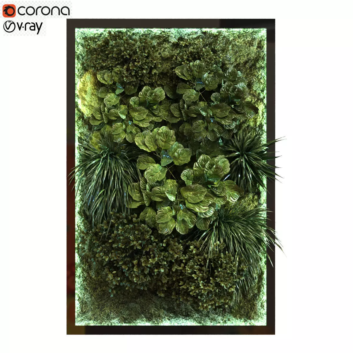 green wall set 053 Low-poly 3D model_0