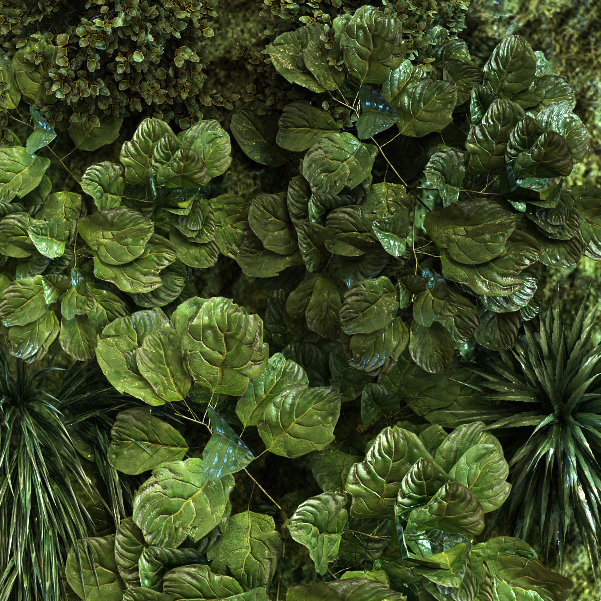 green wall set 053 Low-poly 3D model_4