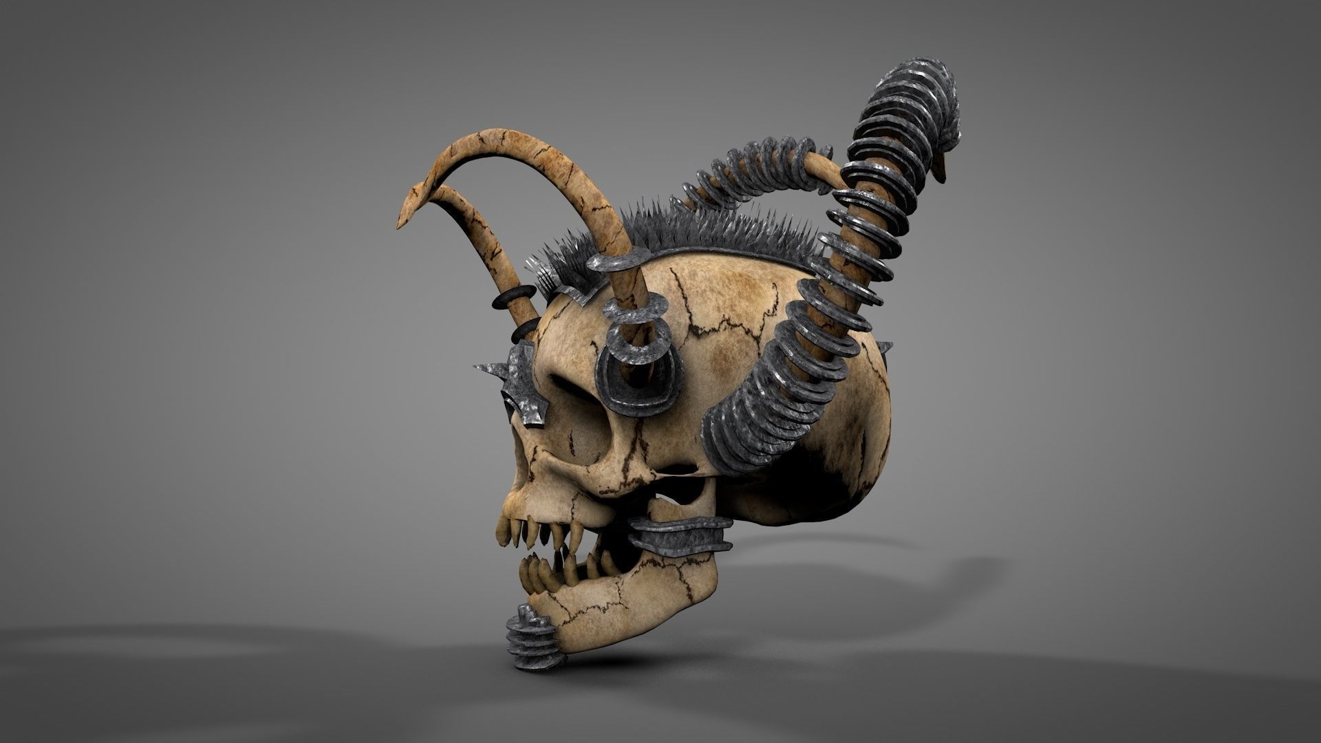 Armored Skull v2 Low-poly 3D model_3