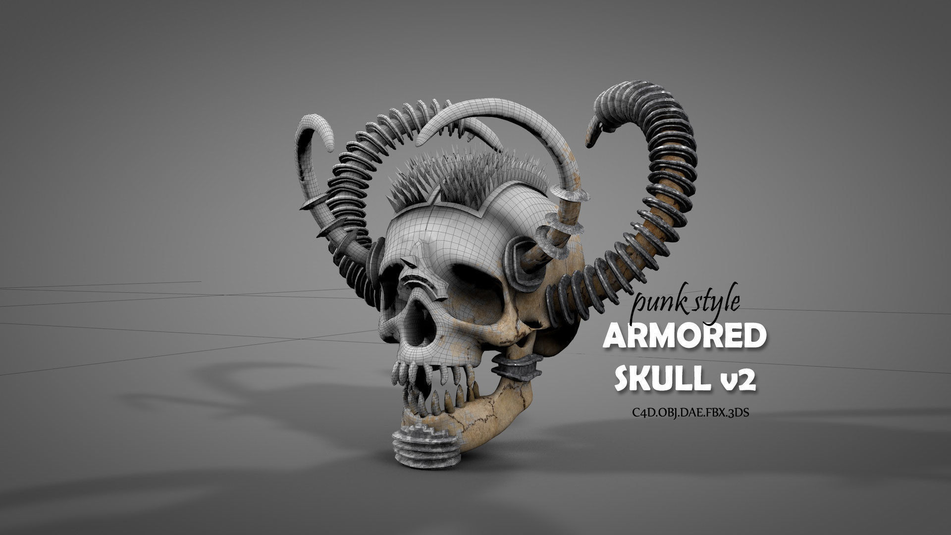 Armored Skull v2 Low-poly 3D model_1