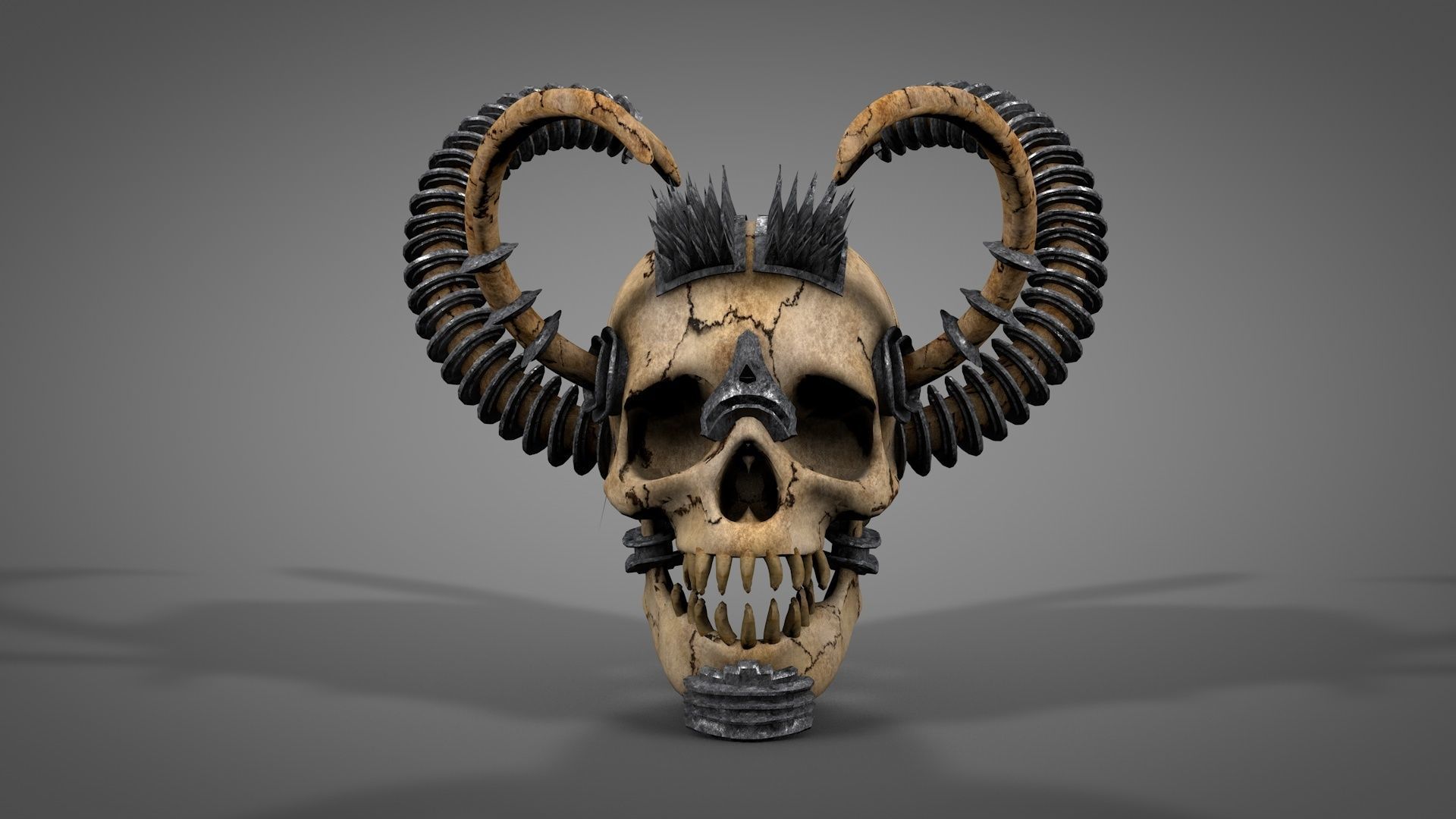 Armored Skull v2 Low-poly 3D model_2