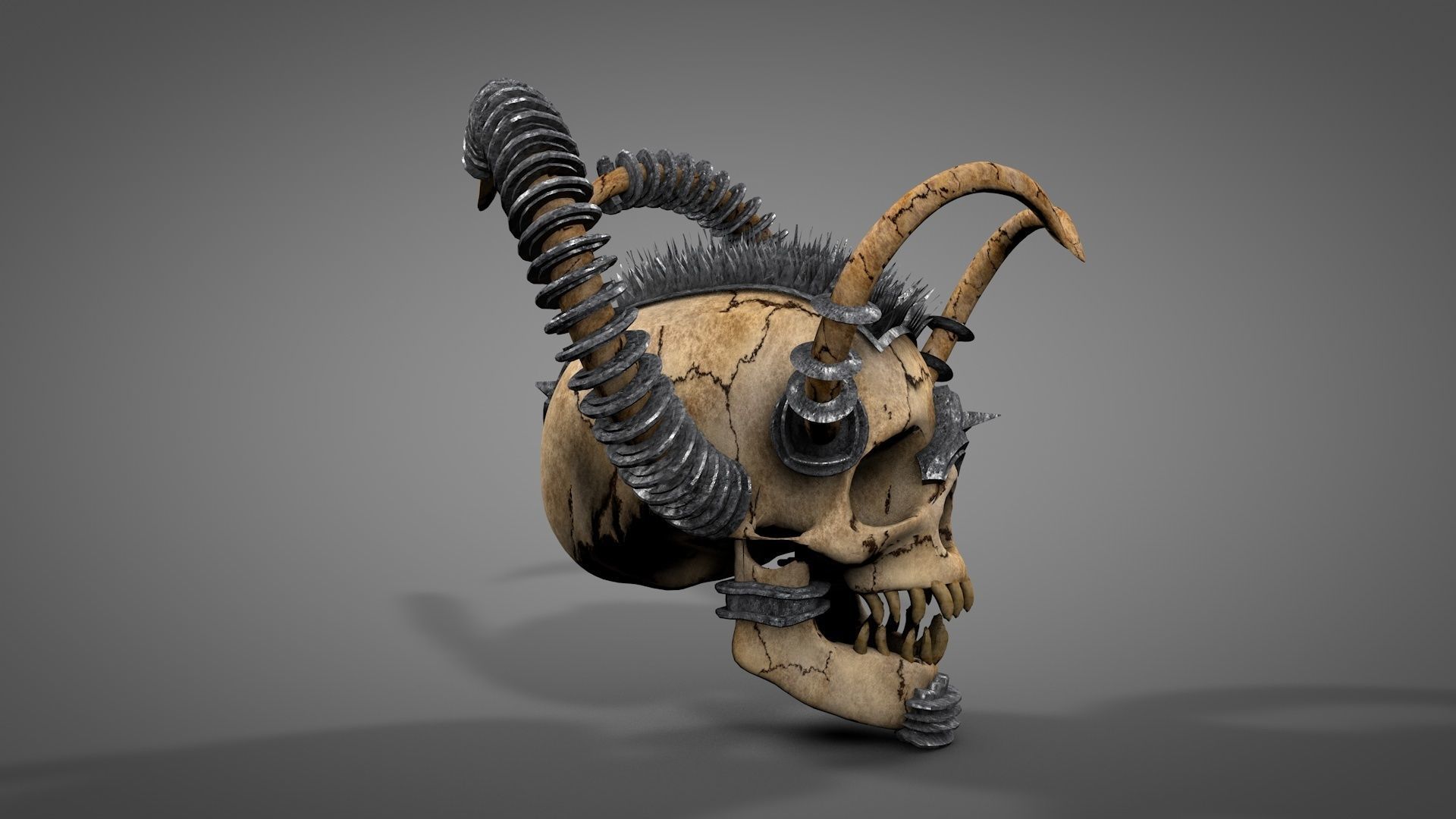 Armored Skull v2 Low-poly 3D model_5