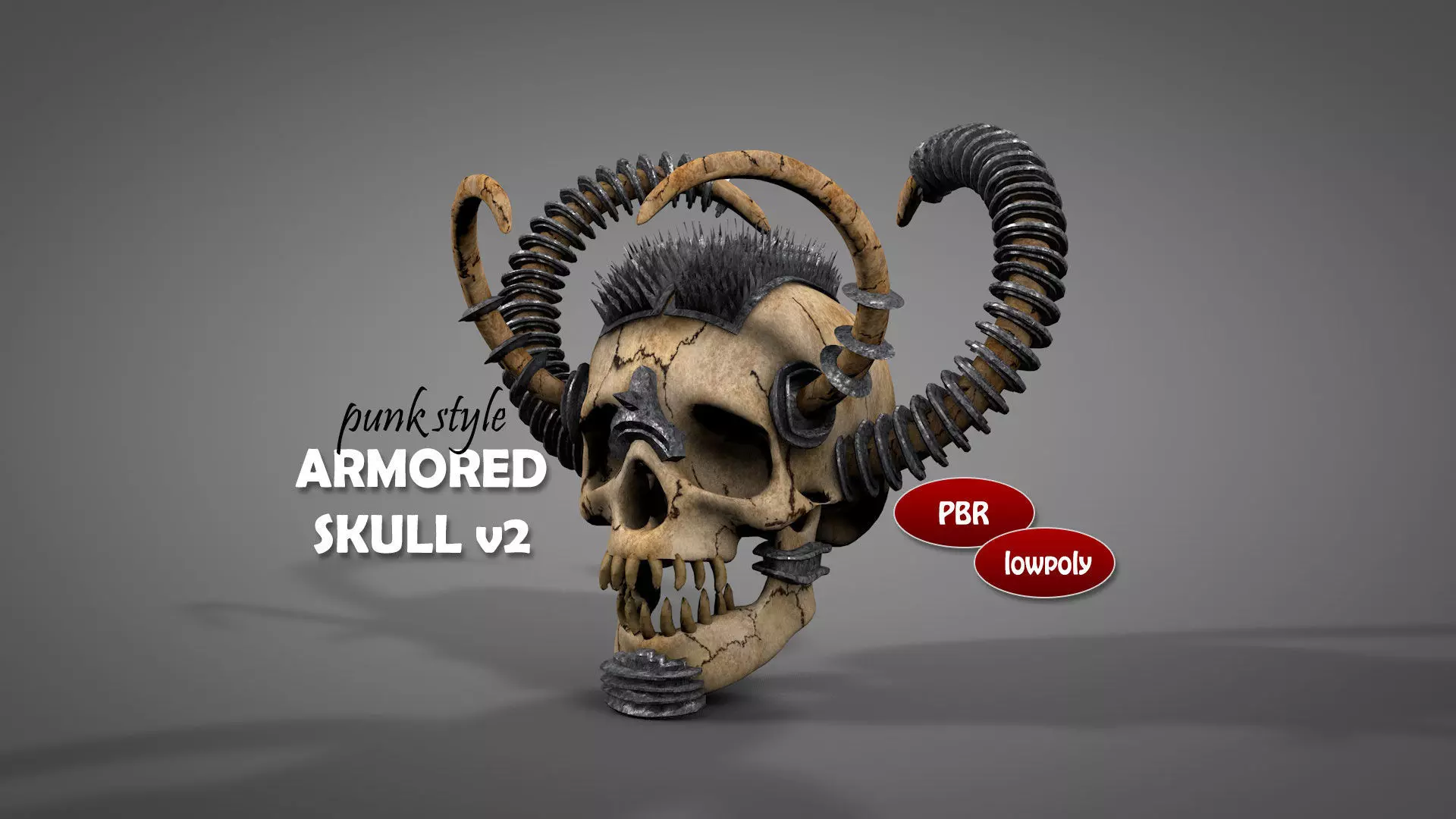 Armored Skull v2 Low-poly 3D model_0