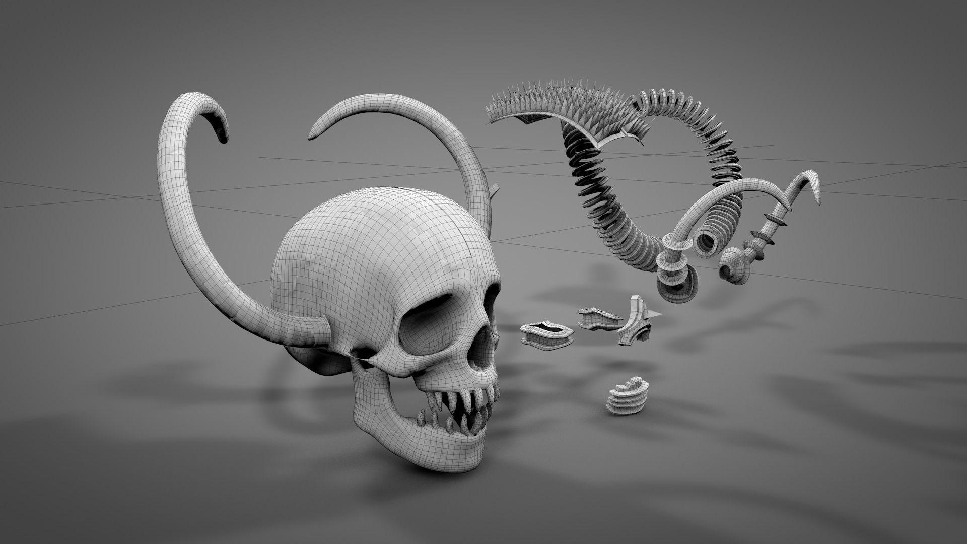 Armored Skull v2 Low-poly 3D model_12