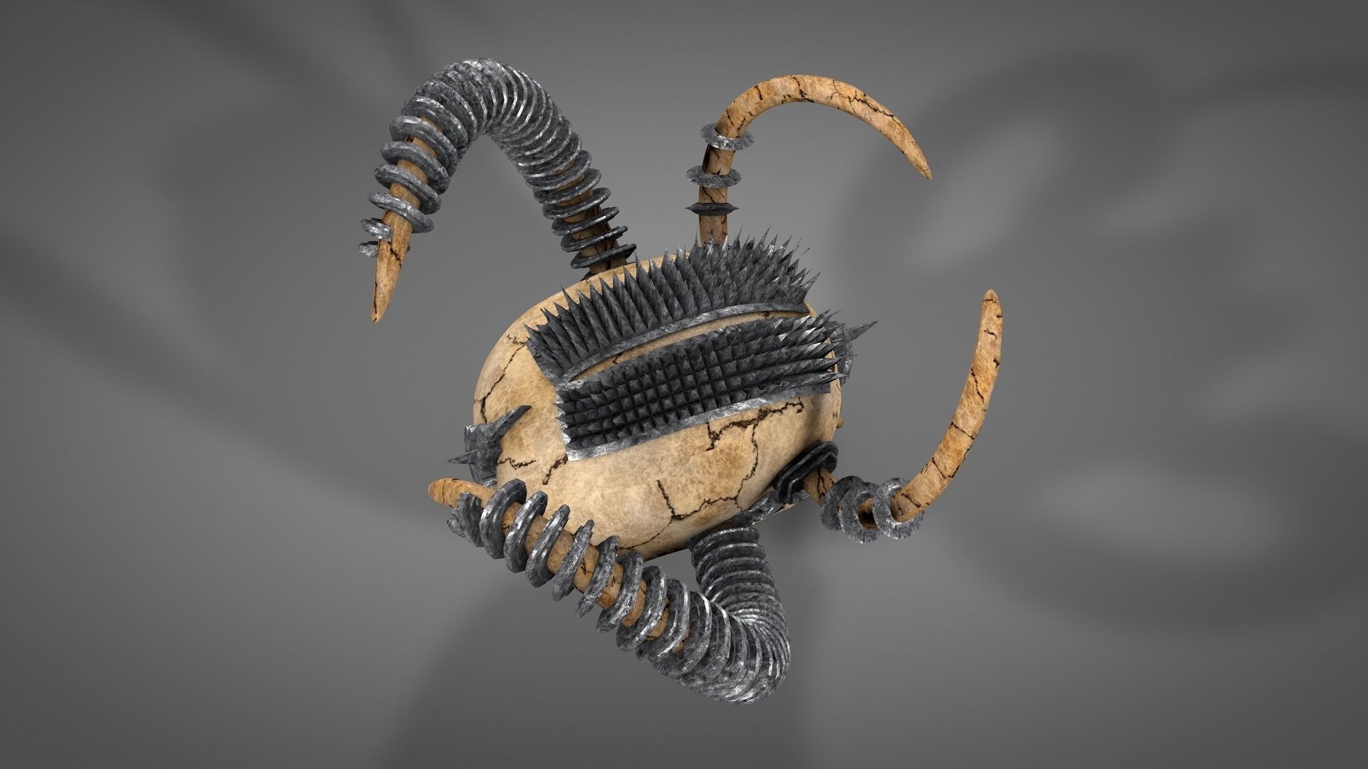 Armored Skull v2 Low-poly 3D model_6