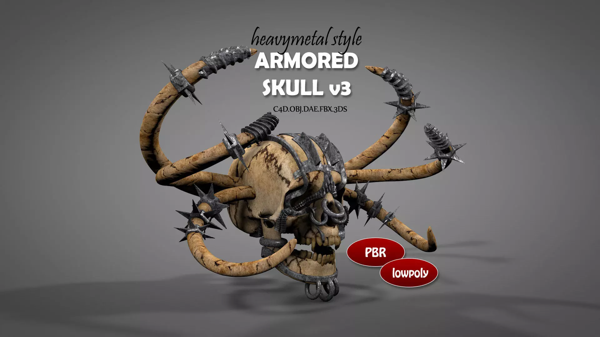 Armored Skull v3 Low-poly 3D model_0