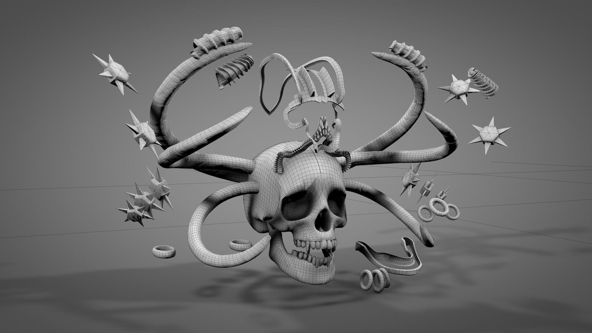 Armored Skull v3 Low-poly 3D model_12