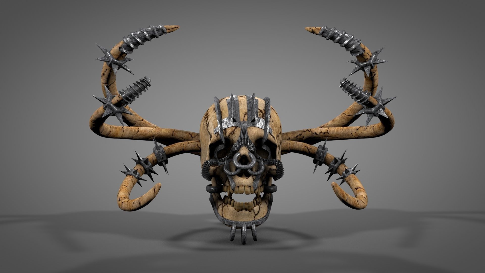 Armored Skull v3 Low-poly 3D model_2