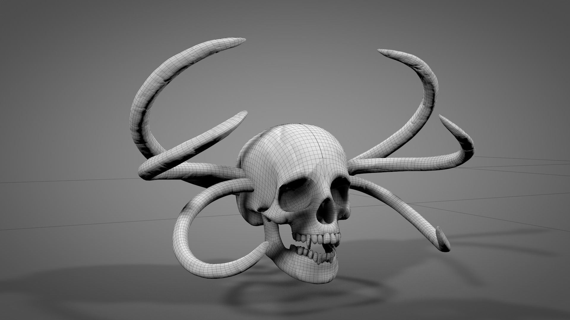 Armored Skull v3 Low-poly 3D model_8