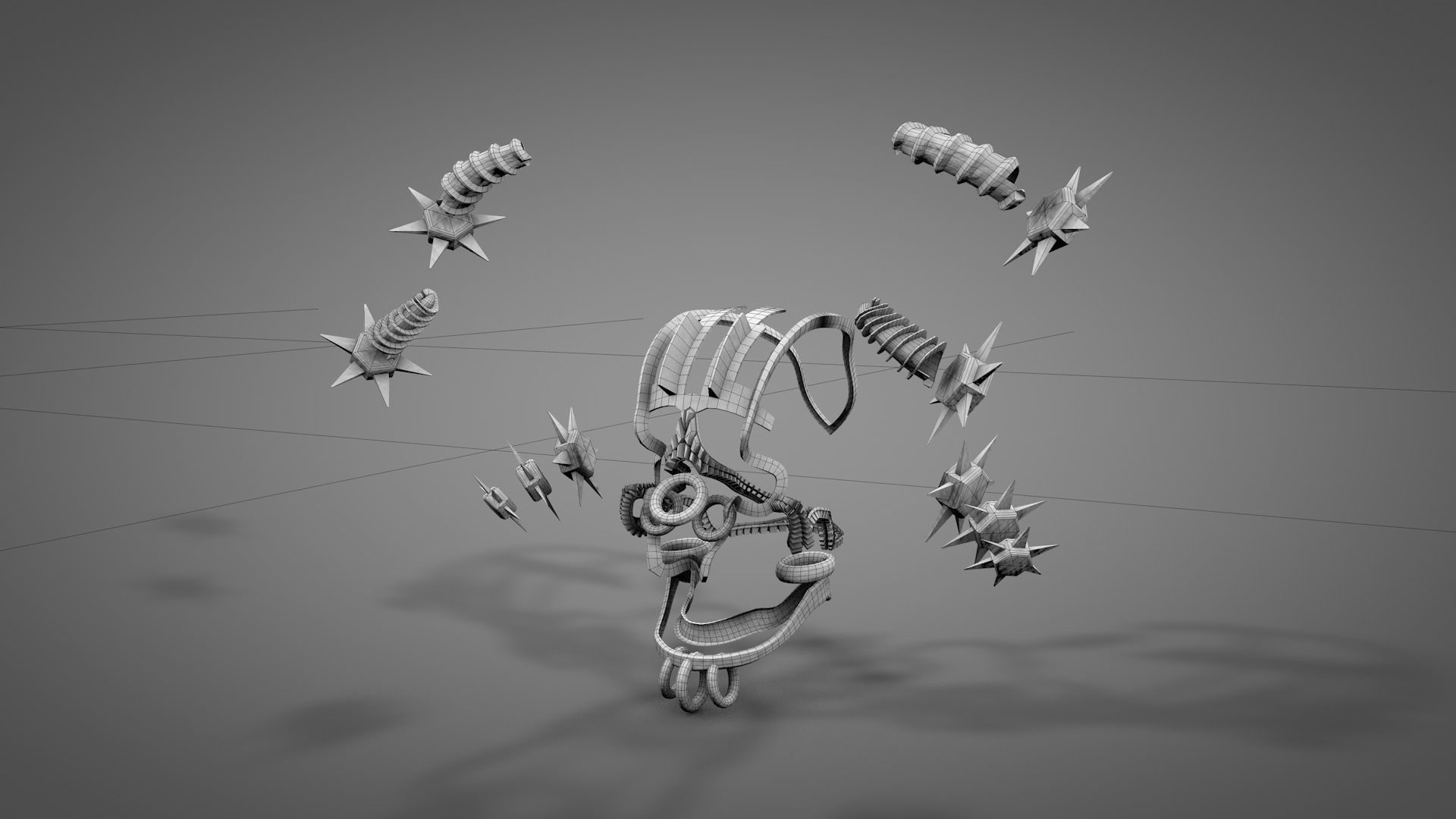 Armored Skull v3 Low-poly 3D model_10