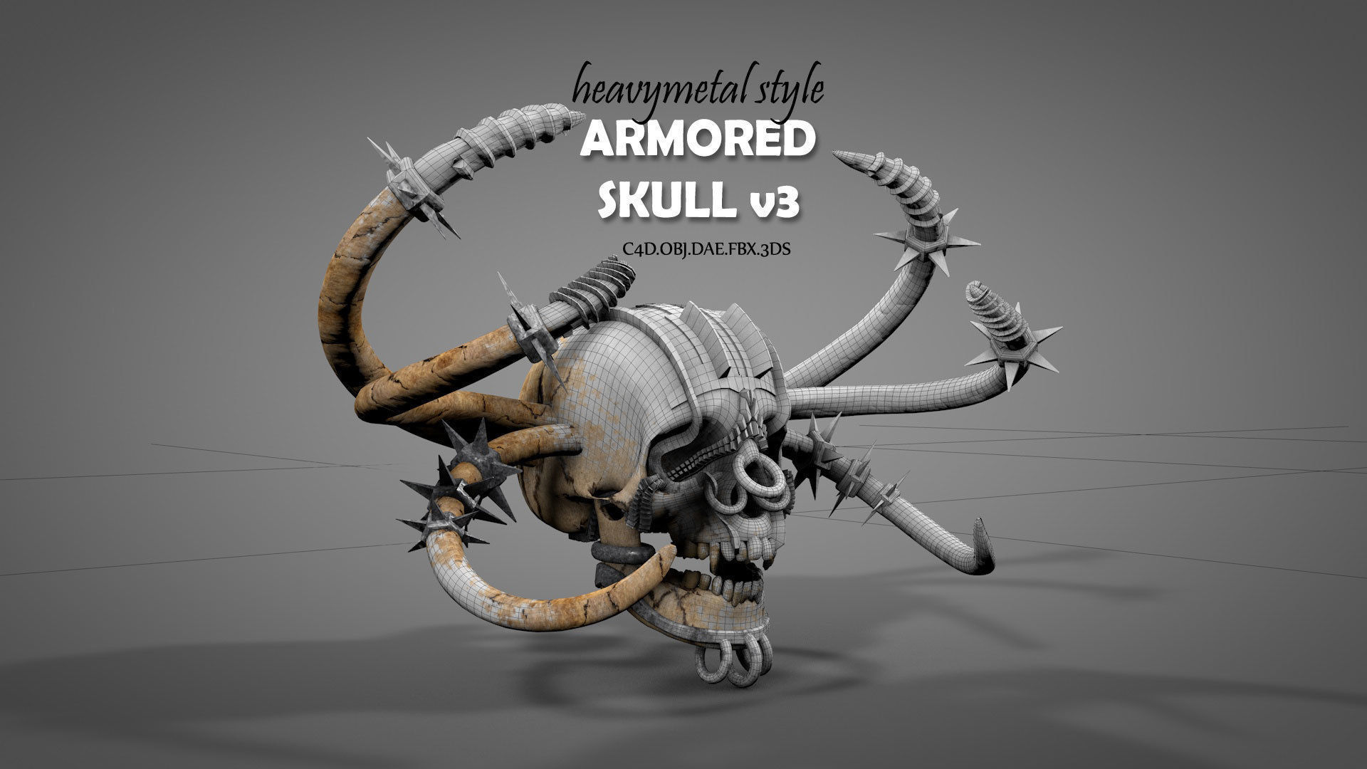Armored Skull v3 Low-poly 3D model_1