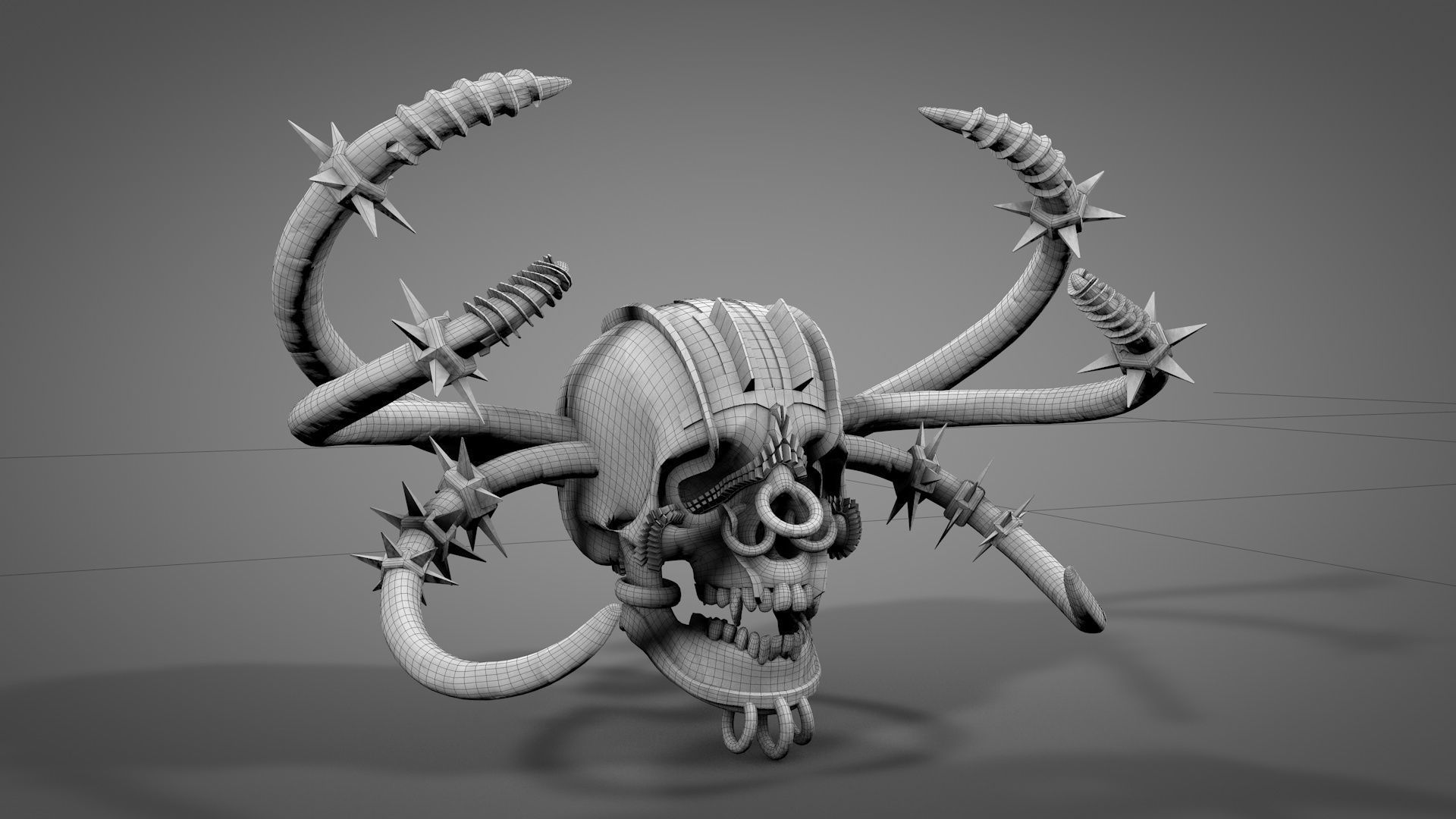 Armored Skull v3 Low-poly 3D model_11