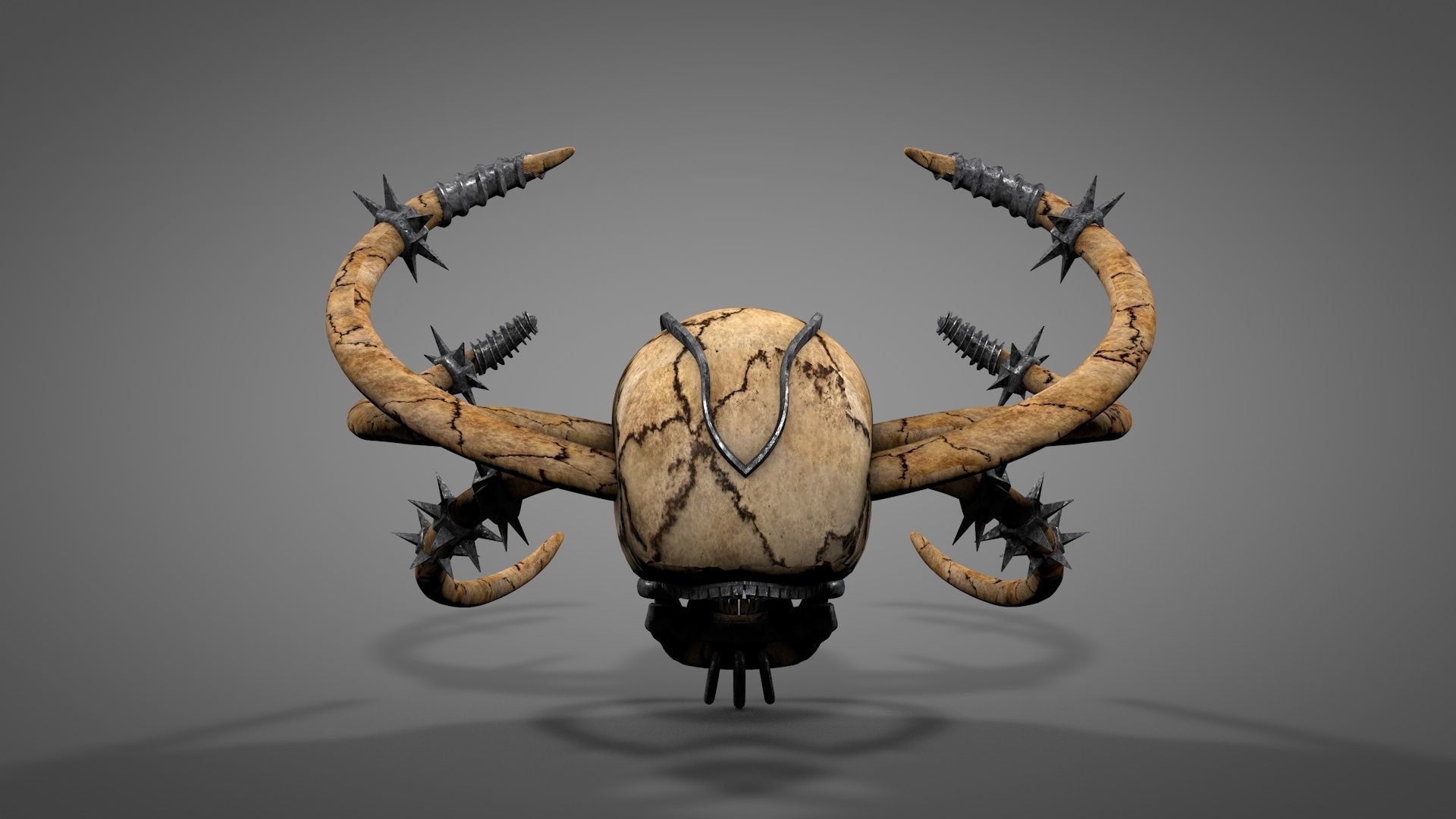 Armored Skull v3 Low-poly 3D model_4