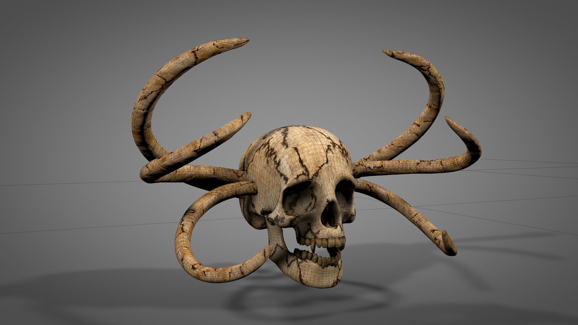 Armored Skull v3 Low-poly 3D model_7