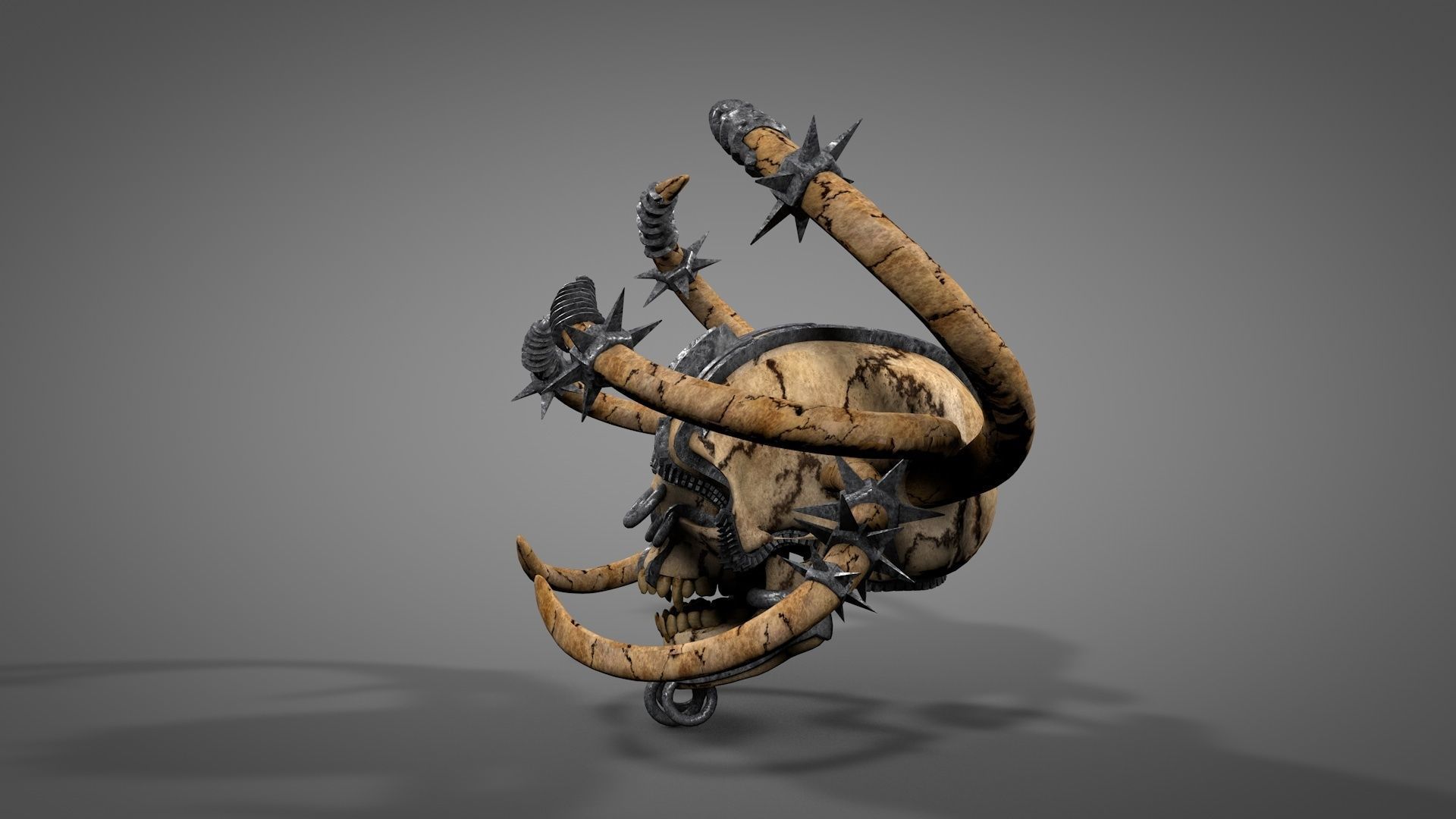 Armored Skull v3 Low-poly 3D model_3