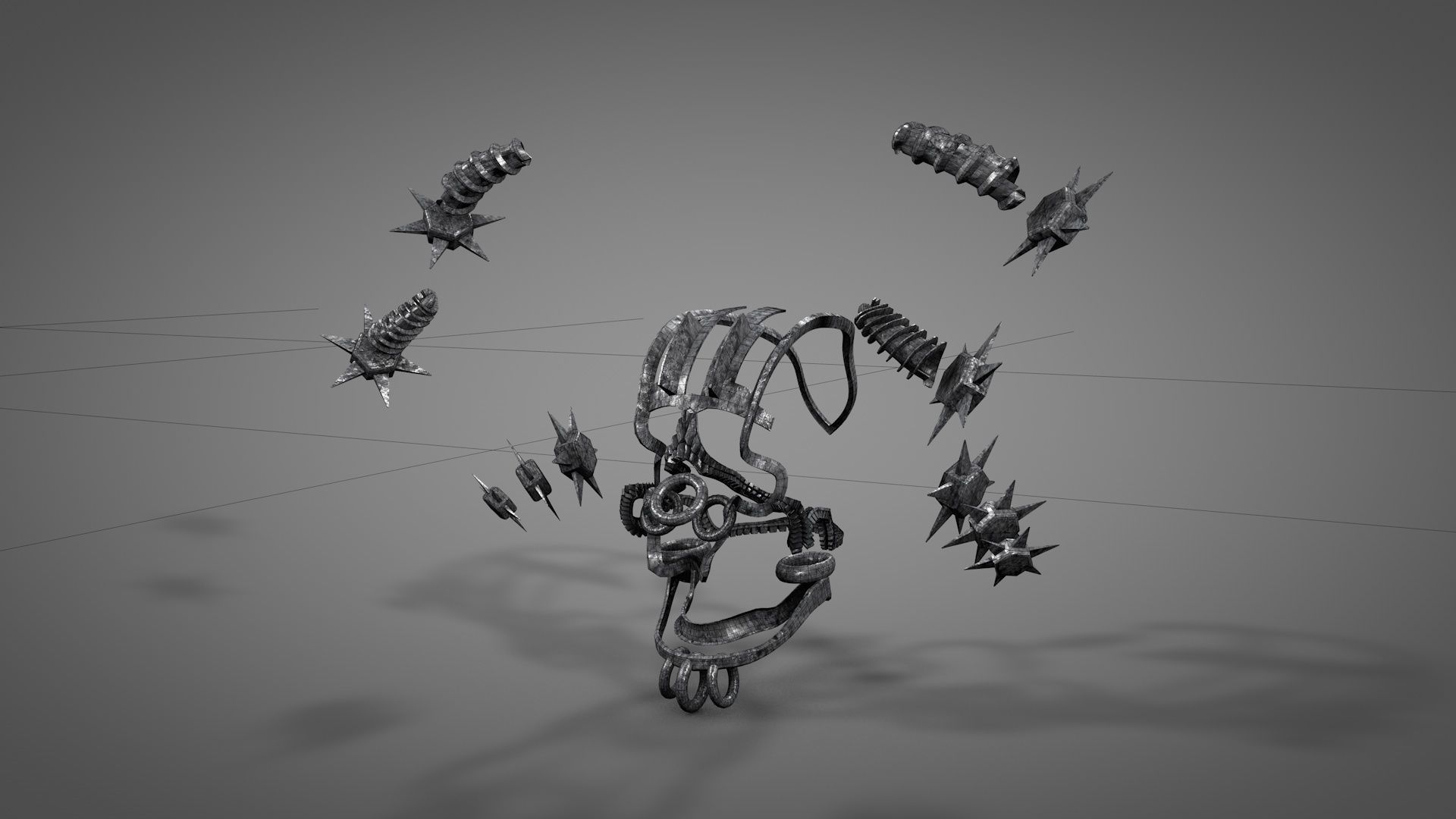 Armored Skull v3 Low-poly 3D model_9