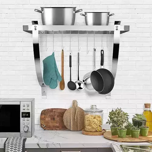 Coro Chrome Wall Mounted Pot Rack Free 3D model