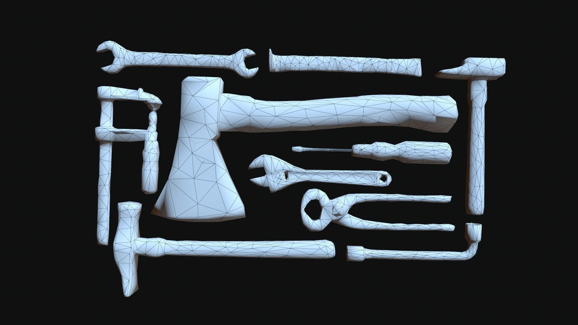 tools hammer wrench clamp Low-poly 3D model_2