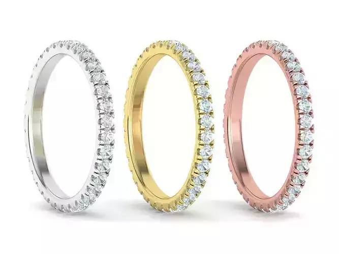 Band Ring French Cut Pave setting many finger sizes version2 3D print model