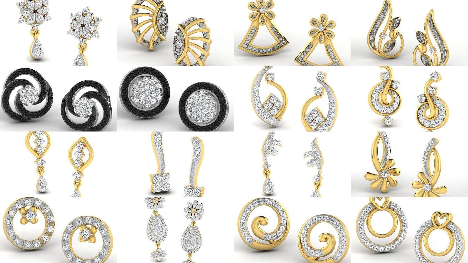 100 Women earrings 3dm render detail