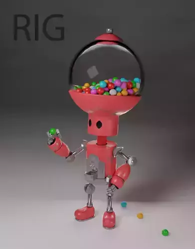 Rigged robot with gum