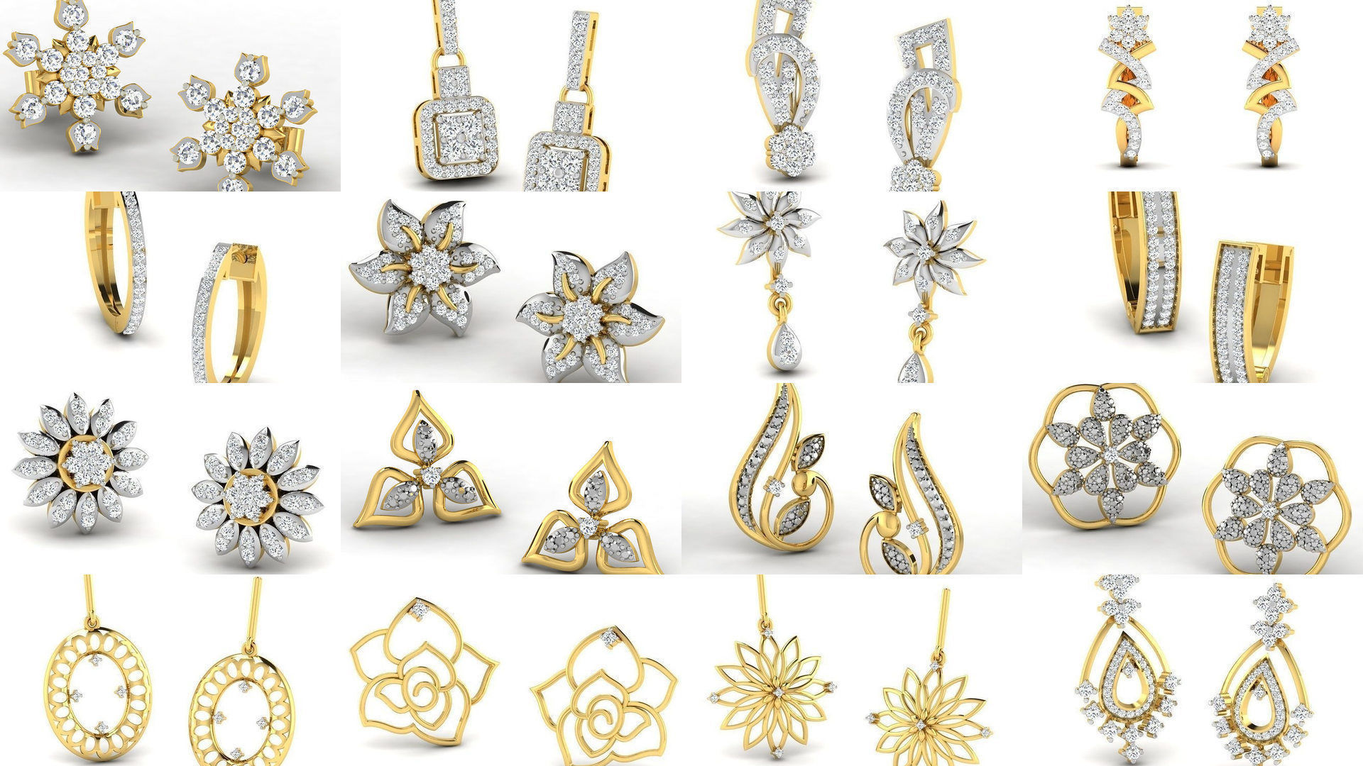 100 Women earrings 3dm render detail