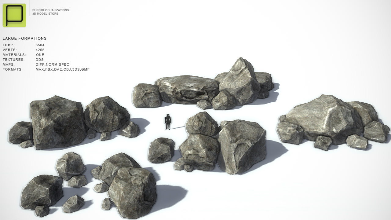 35 Rock Models For Mobile Games Low-poly 3D model_15