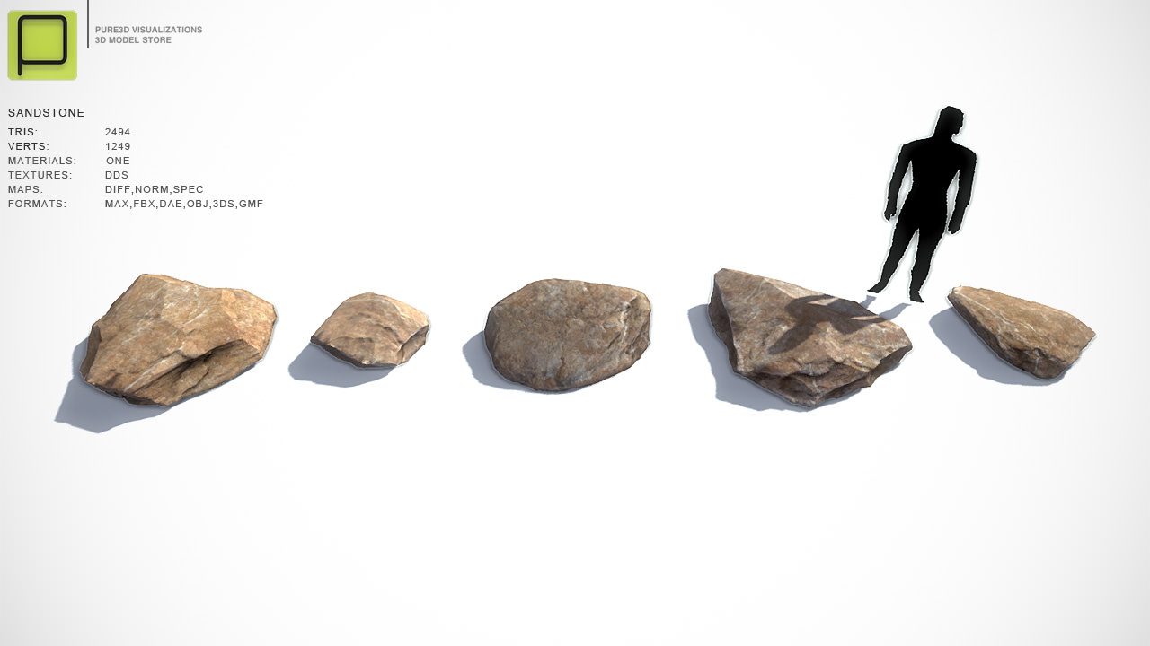 35 Rock Models For Mobile Games Low-poly 3D model_12