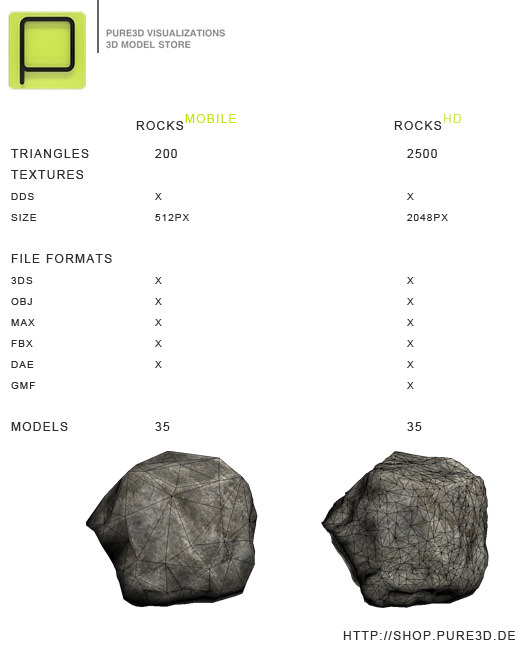 35 Rock Models For Mobile Games Low-poly 3D model_3