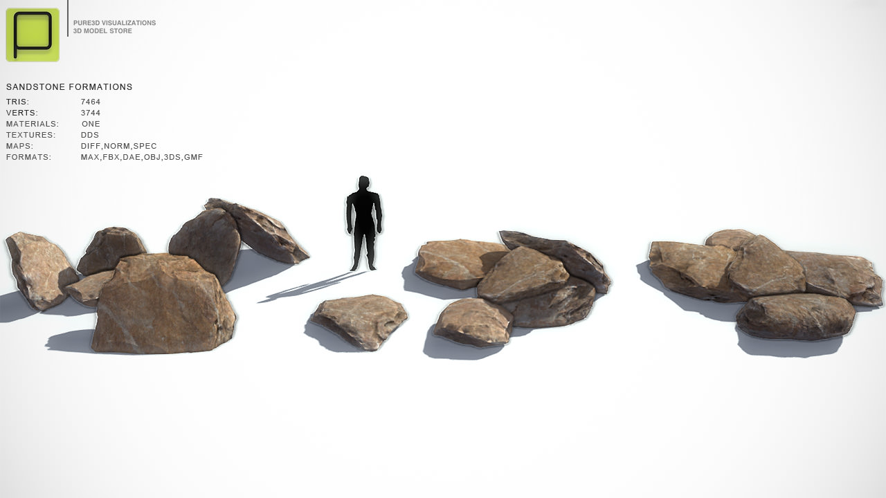 35 Rock Models For Mobile Games Low-poly 3D model_9