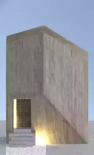 villa concrete house in snow