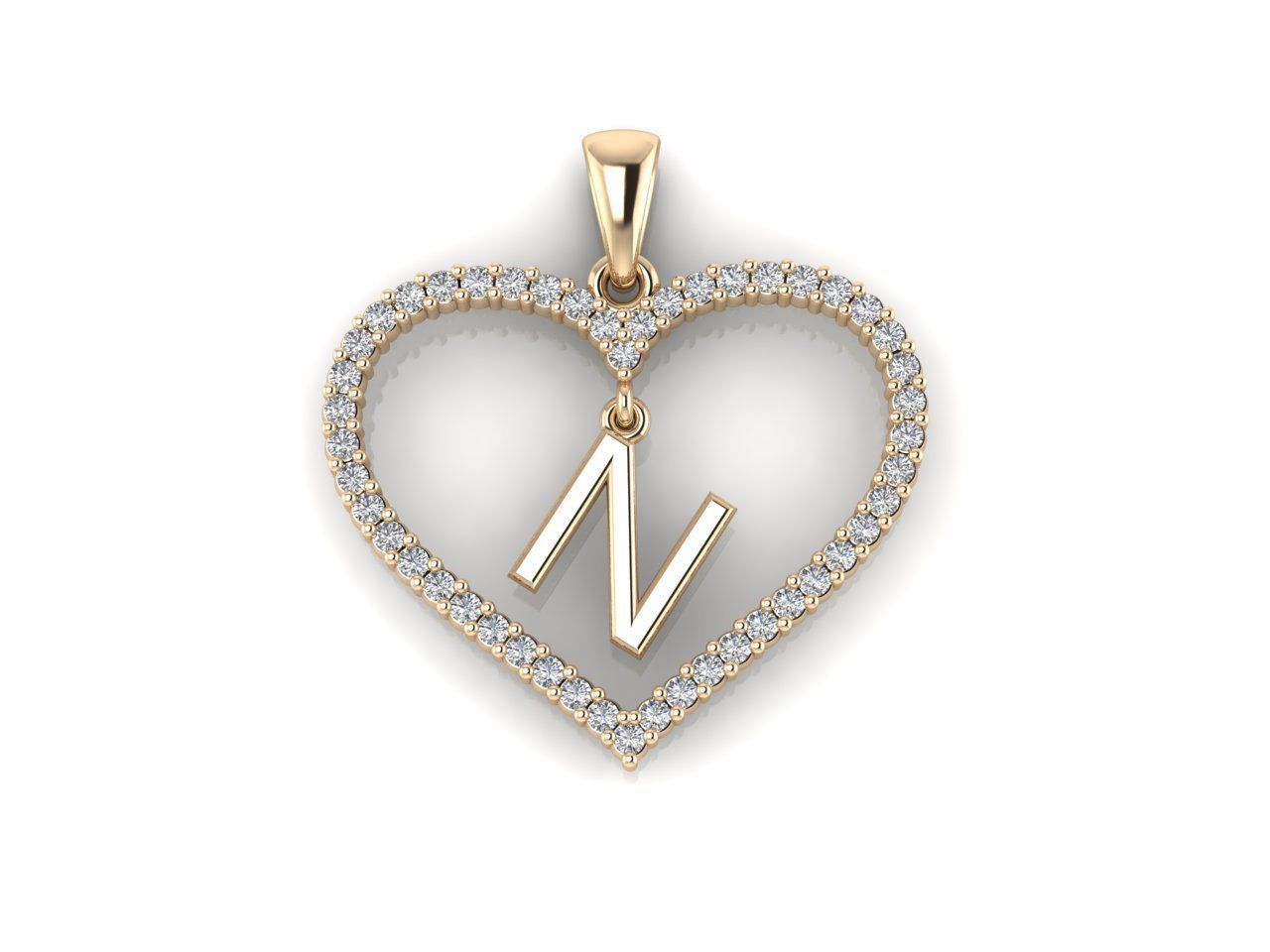 Heart Alphabet N 3D print model_6