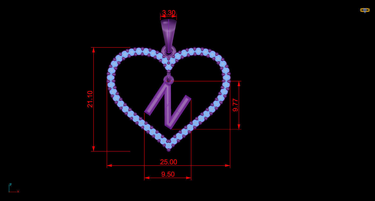Heart Alphabet N 3D print model_9