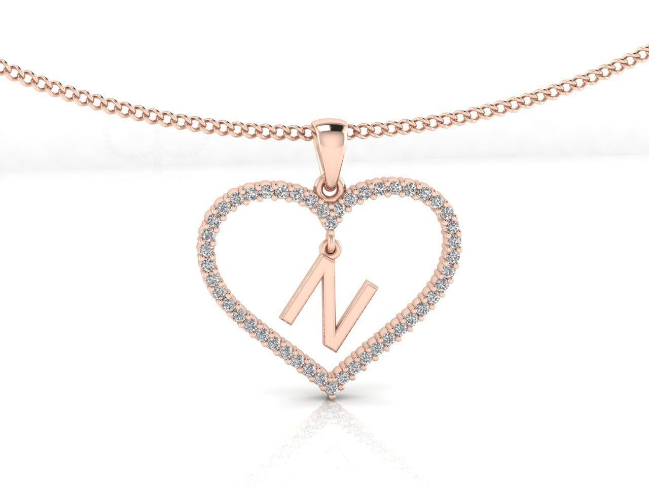 Heart Alphabet N 3D print model_1