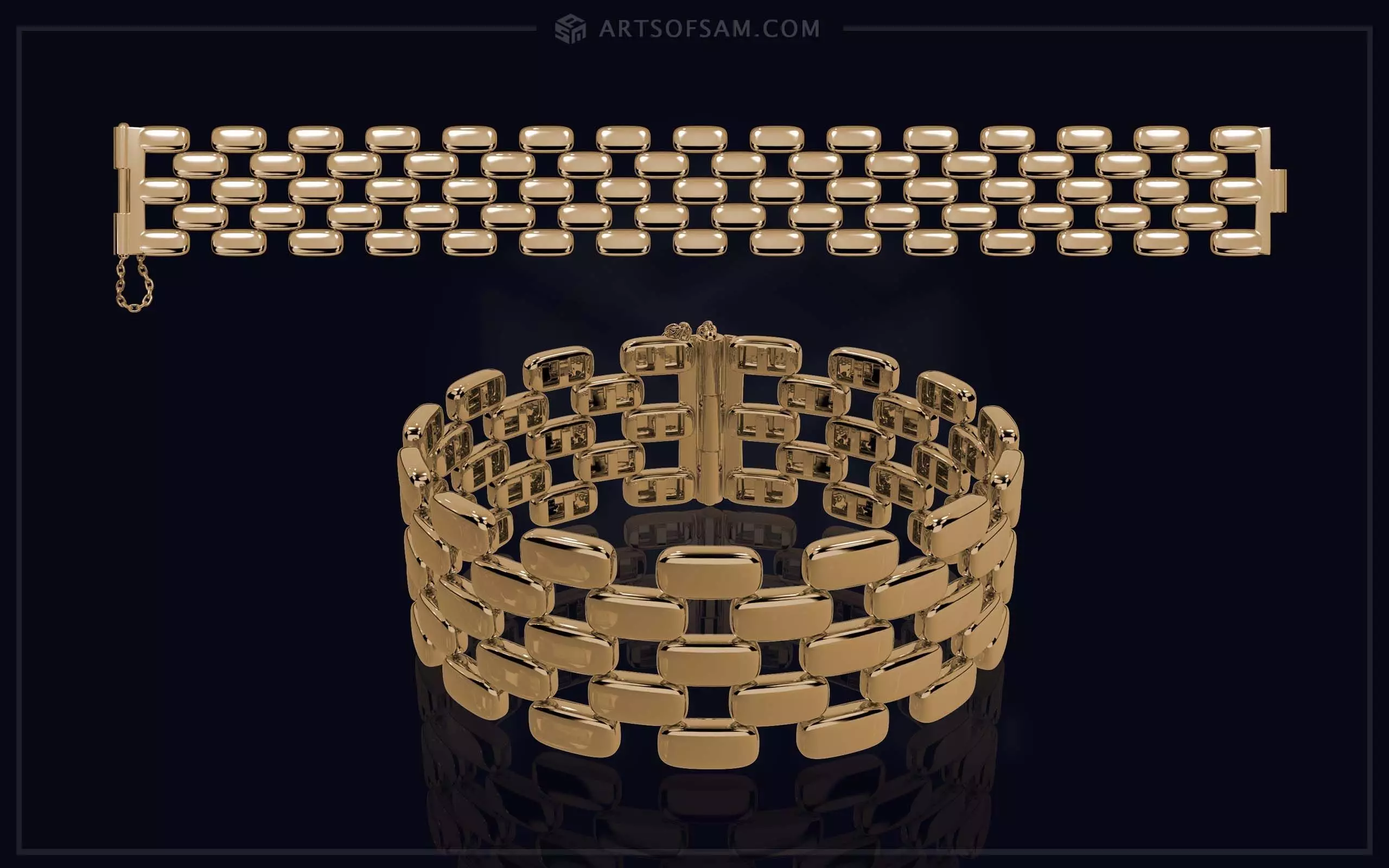 Creative Brick Style Bracelet 3D print model_0