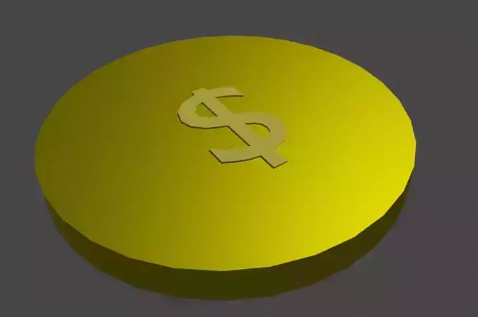 lowpoly coin gold with dollar sign