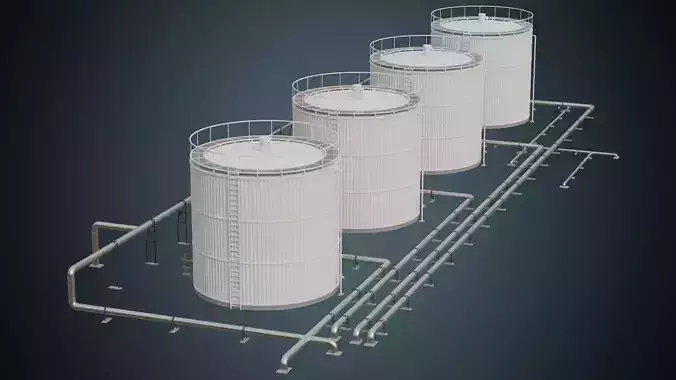 Refinery 1A Low-poly 3D model